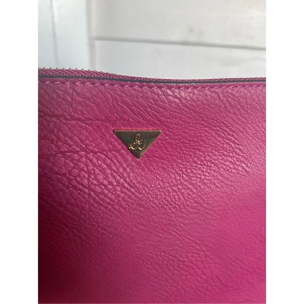 NWT Sam Edelman Chevron Suede Leather Patchwork Fringe Clutch Red/ Brown - Picture 12 of 15